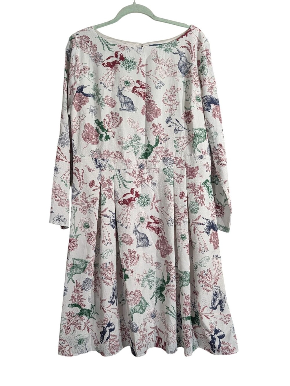 ModCloth Woodland Animal Botanical Fit & Flare Midi Dress XL Long Sleeve Lined - Picture 2 of 11